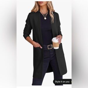 ANRABESS Classic Black Knit Sweater Coat